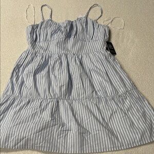 Express Blue and White Striped Mini Dress